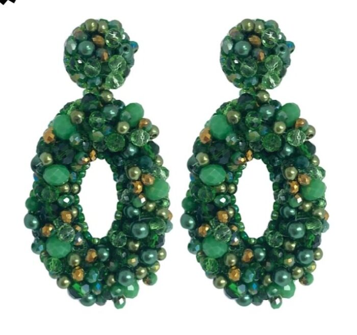 GRANDE OVAL EMMA EARRINGS - GREEN - Afbeelding 2