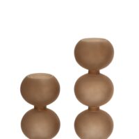 j-line Set van 2 kandelaara Malik Glas Taupe. - Afbeelding 3