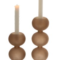 j-line Set van 2 kandelaara Malik Glas Taupe.