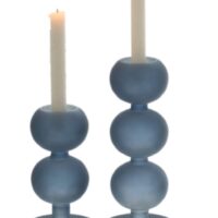 J-Line Set Van 2 Kandelaars Malik Glas Blauw