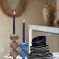 J-Line Set Van 2 Kandelaars Malik Glas Blauw - Afbeelding 3