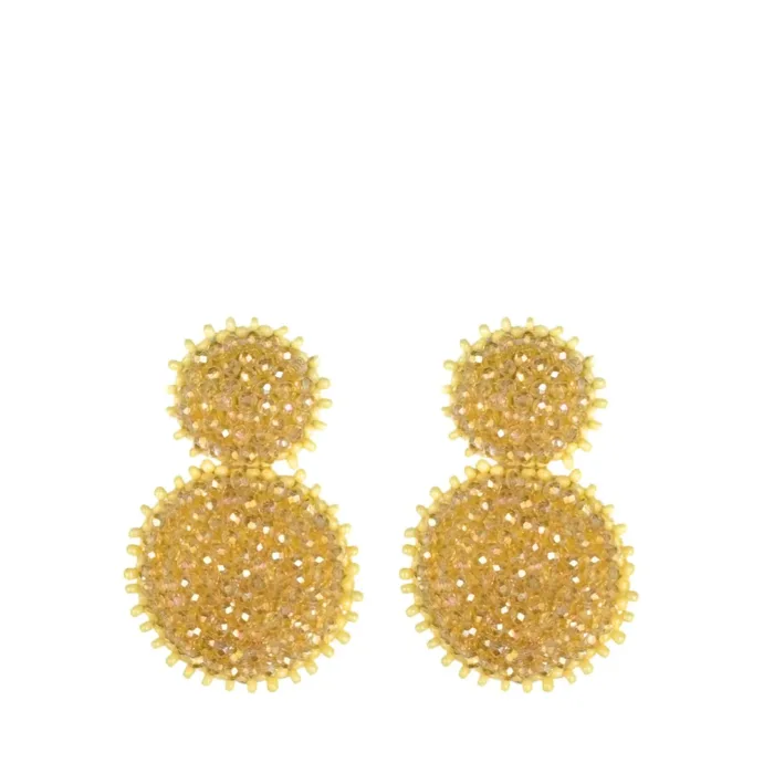 Small Double Beads Earrings - light yellow