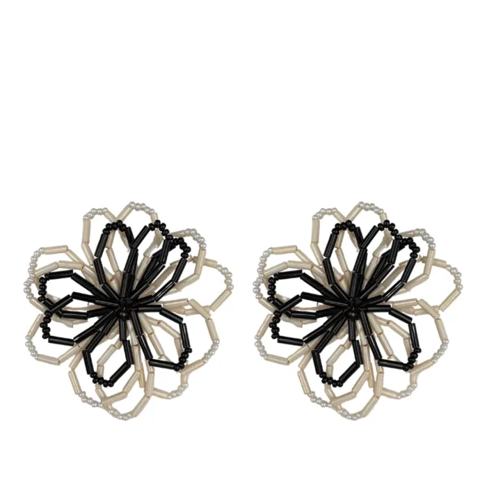 Dahlia Earrings - light beige black