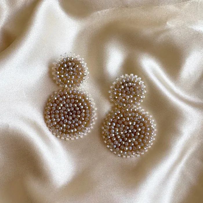 Small Double Beads Earrings - beige - Afbeelding 2