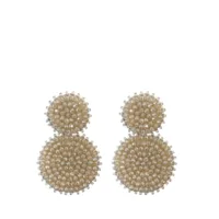 Small Double Beads Earrings - beige