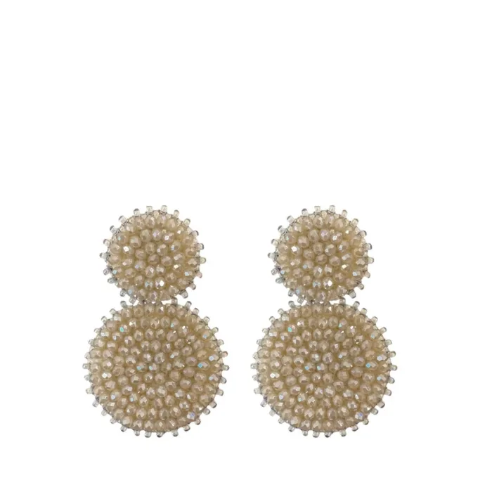 Small Double Beads Earrings - beige