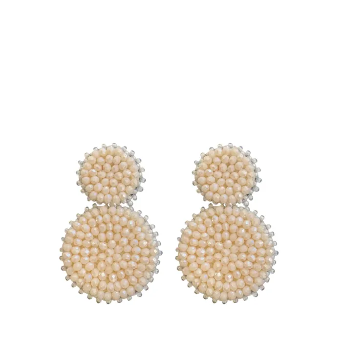 Small Double Beads Earrings - light beige