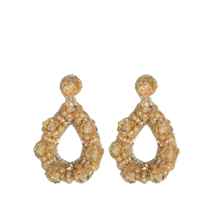 Small Marjolina Drops Earrings - light beige shiny